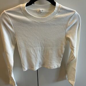 Wilfred Cream Ribbed Crop Long Sleeve Tee